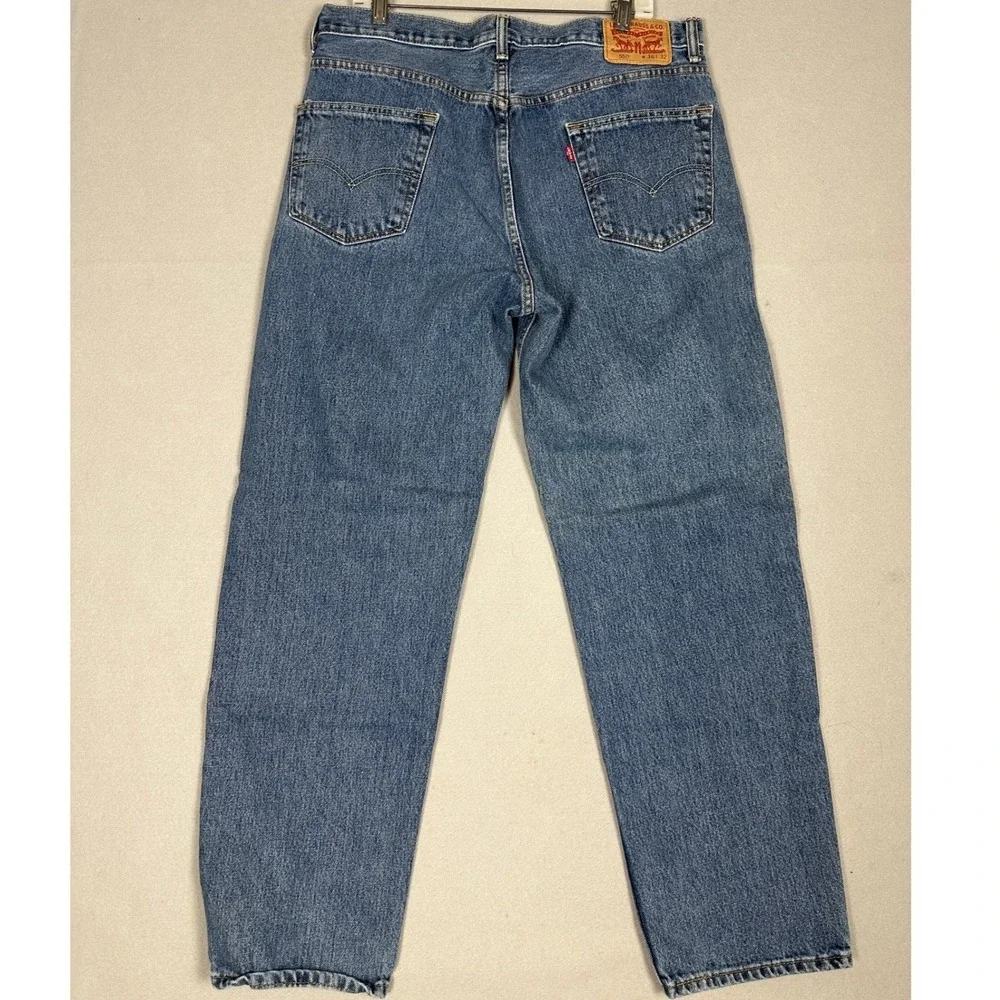 Levis 550 Jeans Mens 36X32 Blue Relaxed Fit Tapered Leg Red Tab 5-Pocket Denim